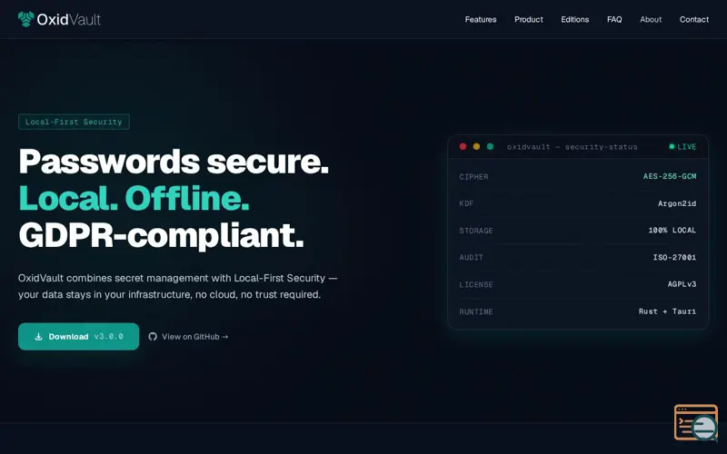 Screenshot of OxidVault