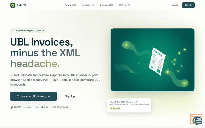 Screenshot of GetUBL