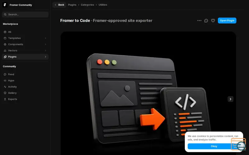 Screenshot of Framer to code plugin