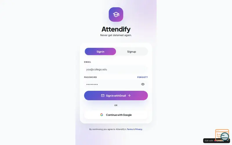 Screenshot of Attendify 