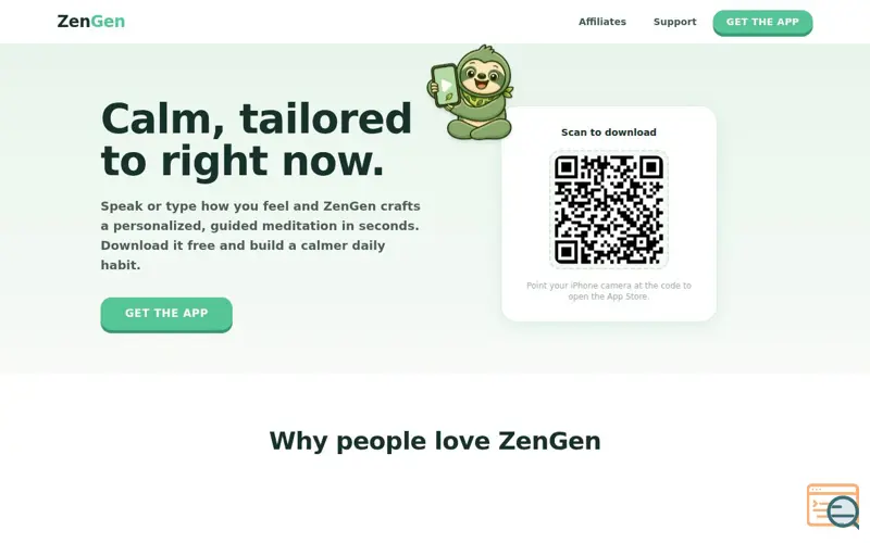 Screenshot of ZenGen — Meditations made for the moment