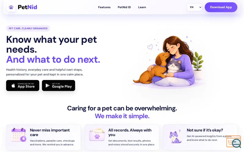 Screenshot of PetNid | Everything your pet needs