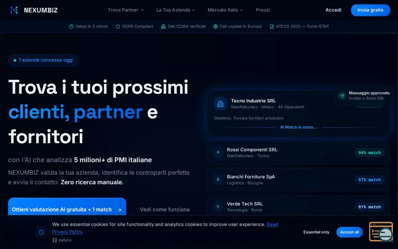 Screenshot of NEXUMBIZ, a launch using Wouter