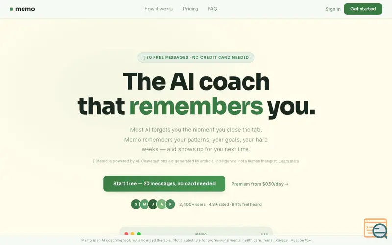 Screenshot of Memo