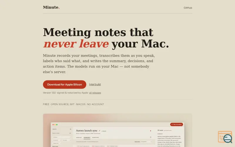 Screenshot of Minute