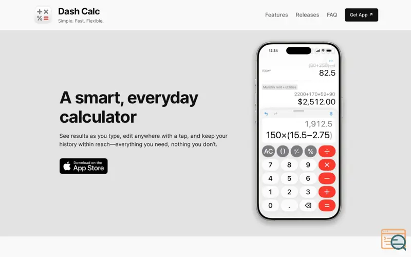 Screenshot of Dash Calc