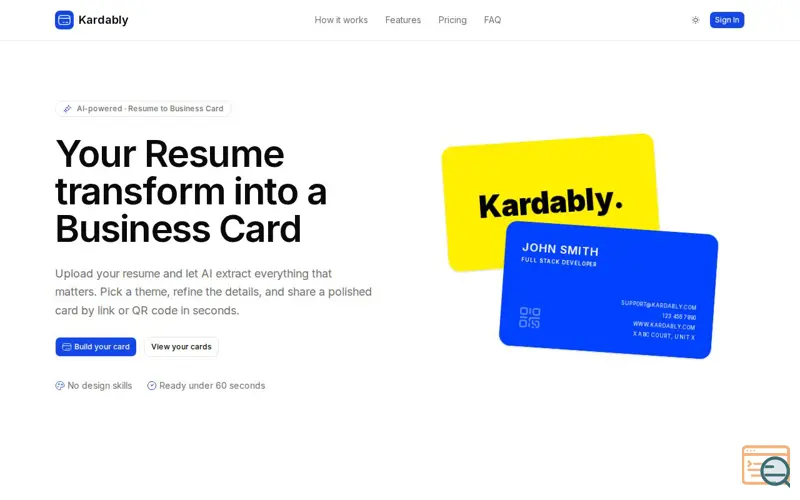 Screenshot of Kardably