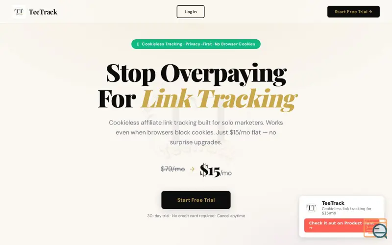 Screenshot of TeeTrack