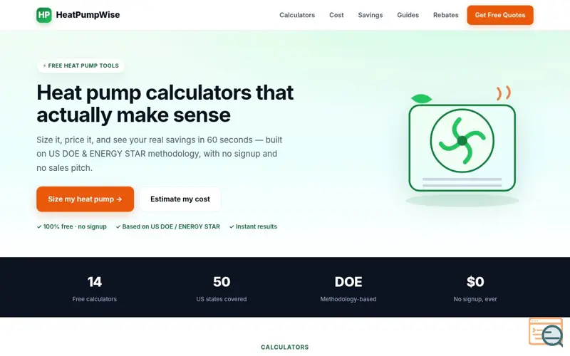 Screenshot of HeatPumpWise