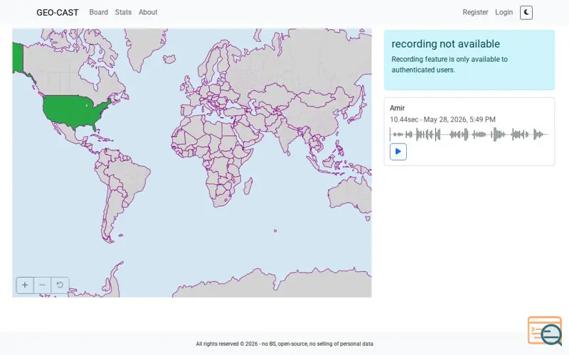 Screenshot of Geo-cast