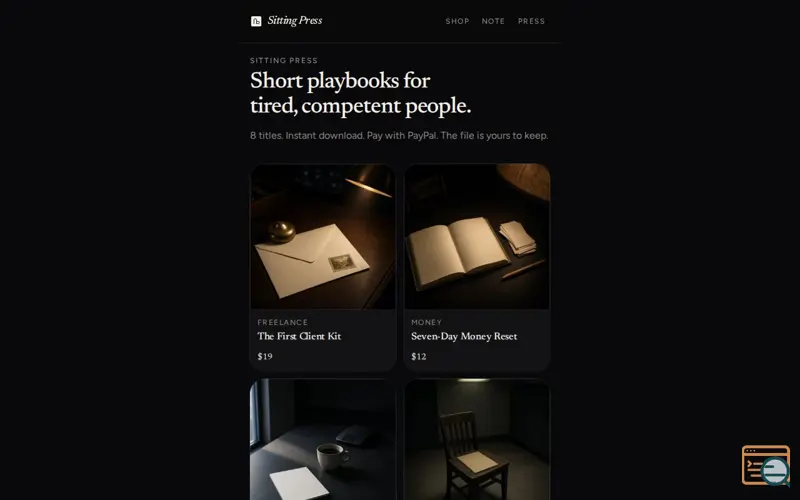 Screenshot of Sitting Press