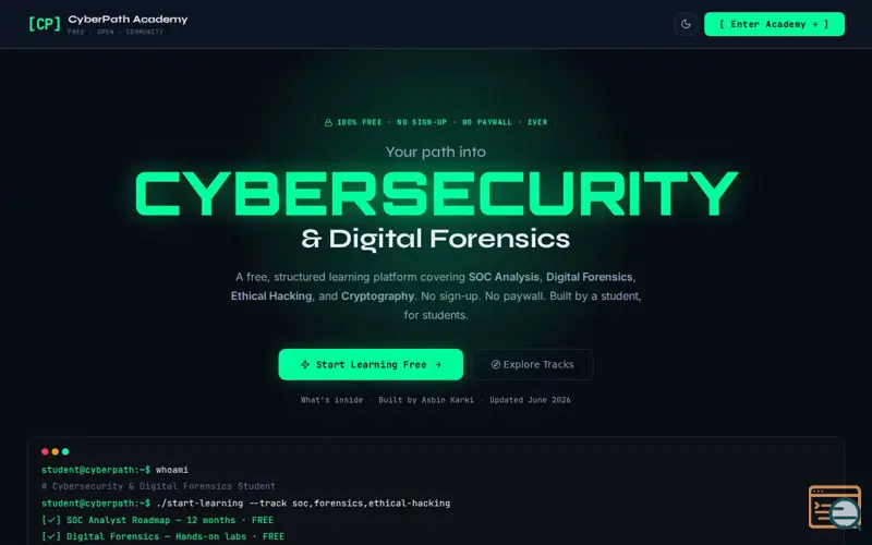 Screenshot of CyberPath Academy