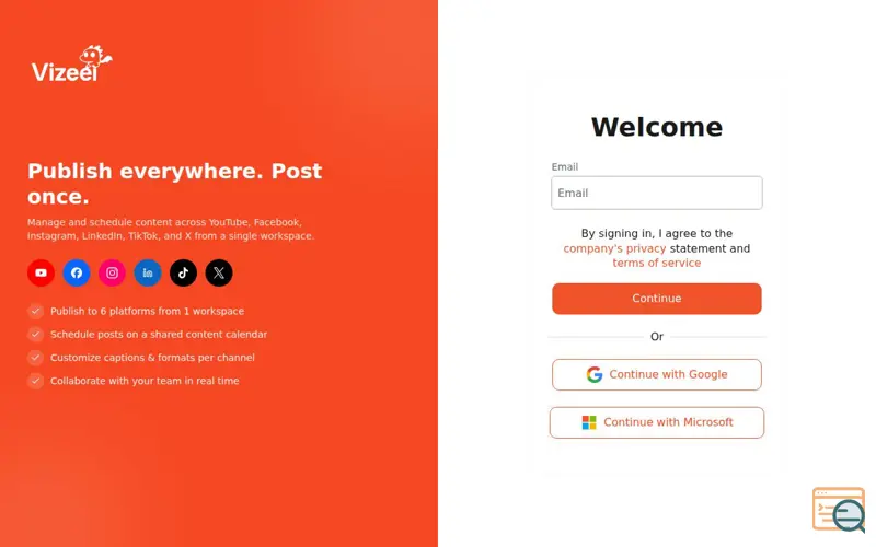 Screenshot of Vizeel AI, a launch using Vaadin