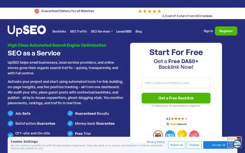 Screenshot of UpSEO