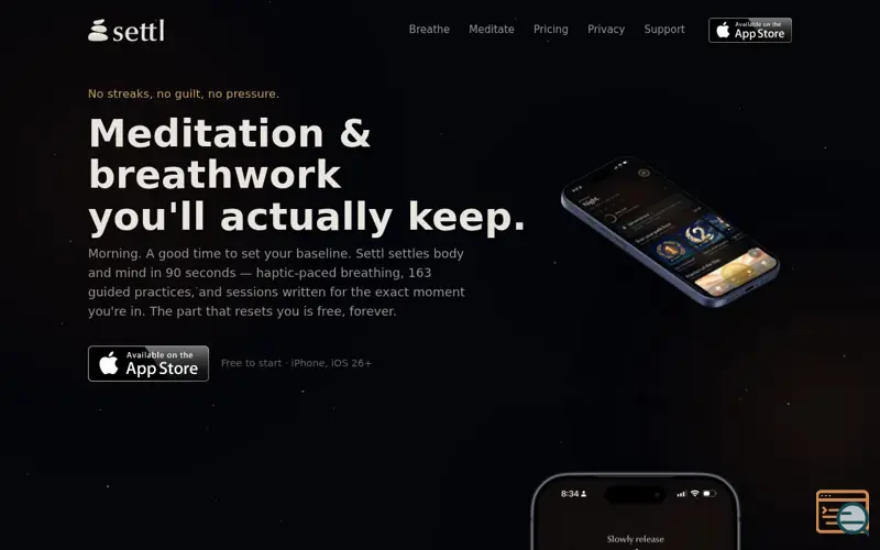 Screenshot of Settl