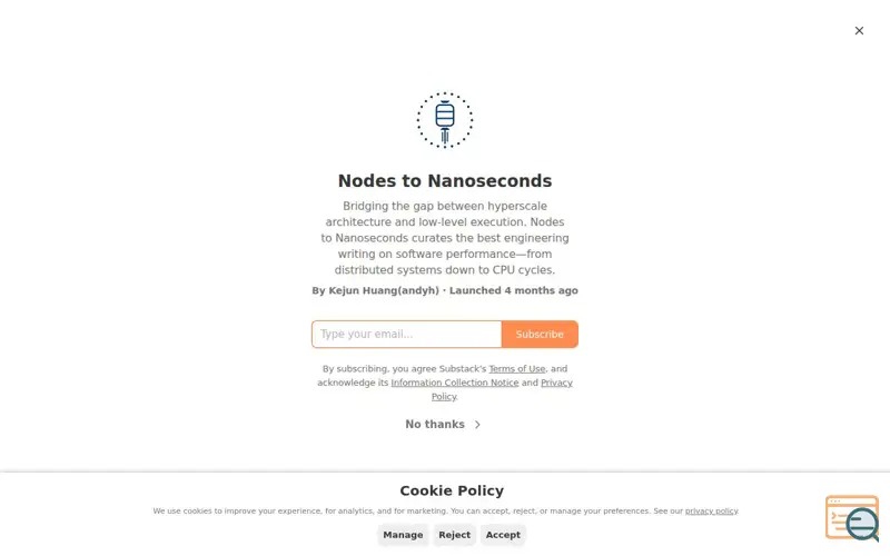 Screenshot of Nodestonanoseconds
