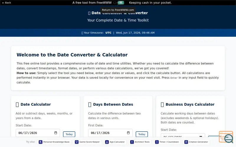 Screenshot of Date Calculator Pro