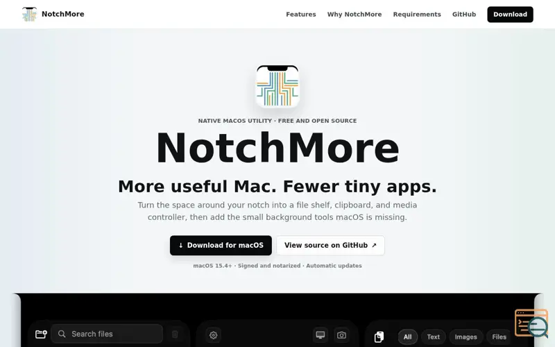 Screenshot of NotchMore