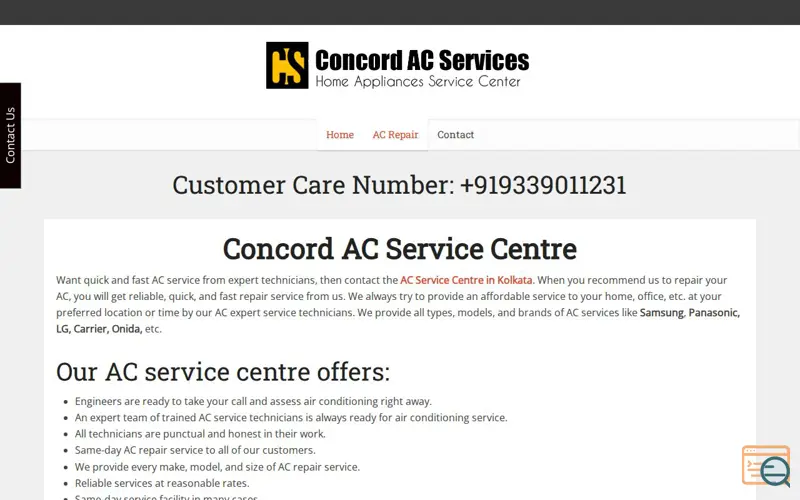 Screenshot of AC Service Centre in kolkata