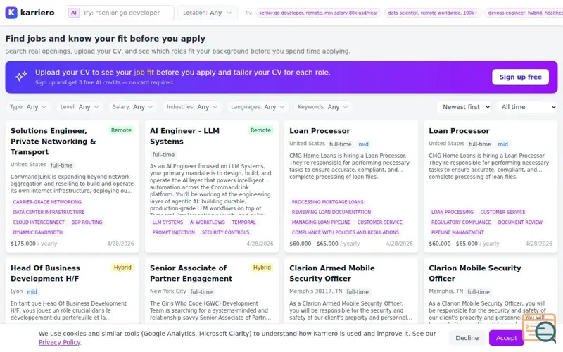 Screenshot of Karriero