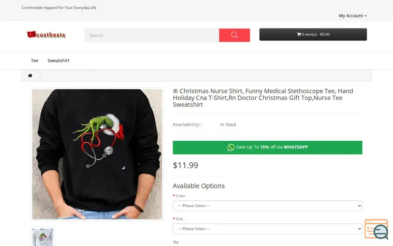 Screenshot of Christmas Nurse Funny Medical Sweatshirt, a launch using 51.la