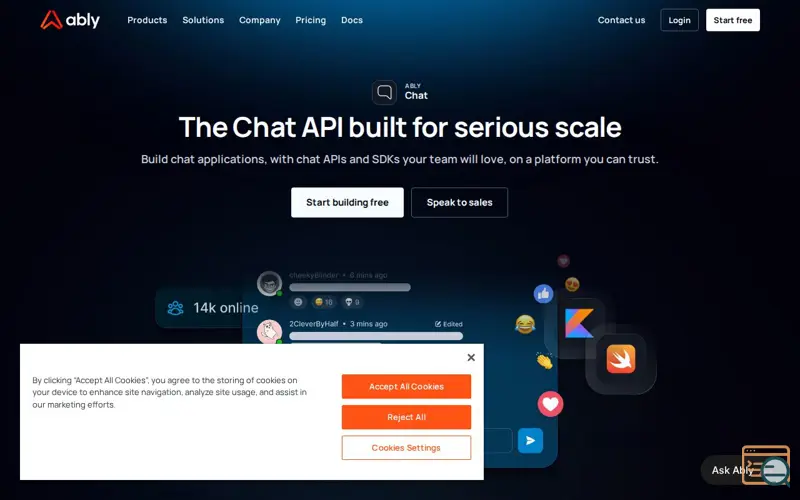 Screenshot of Ably Chat, a launch using Inkeep