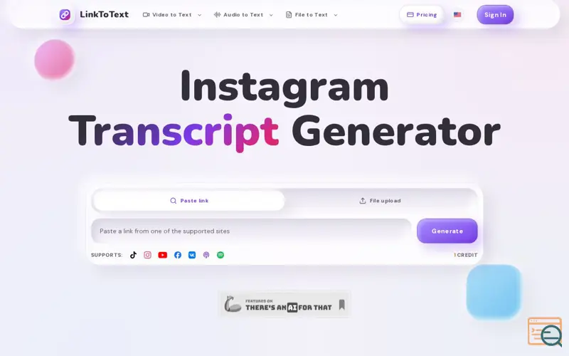 Screenshot of Link To Text | video to text