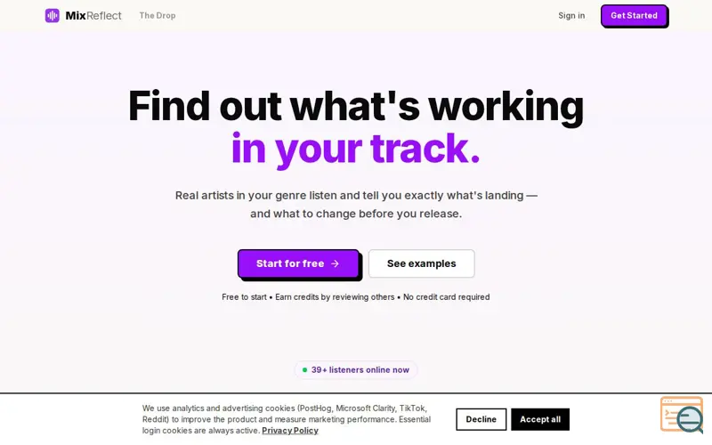 Screenshot of MixReflect