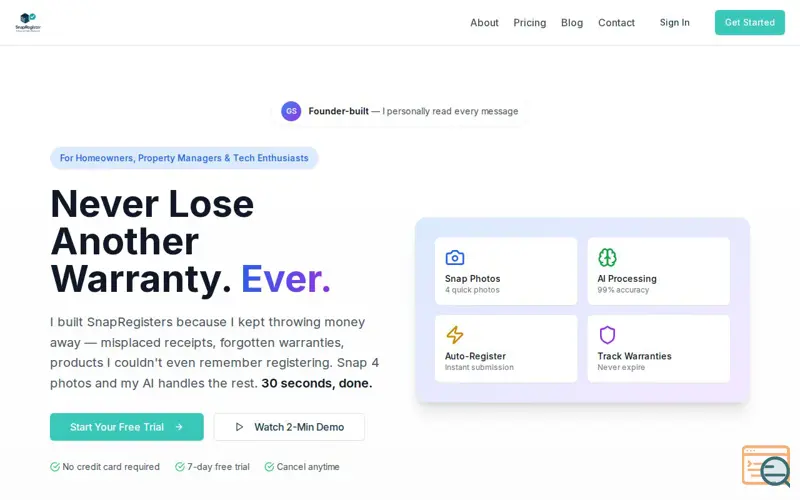 Screenshot of SnapRegisters
