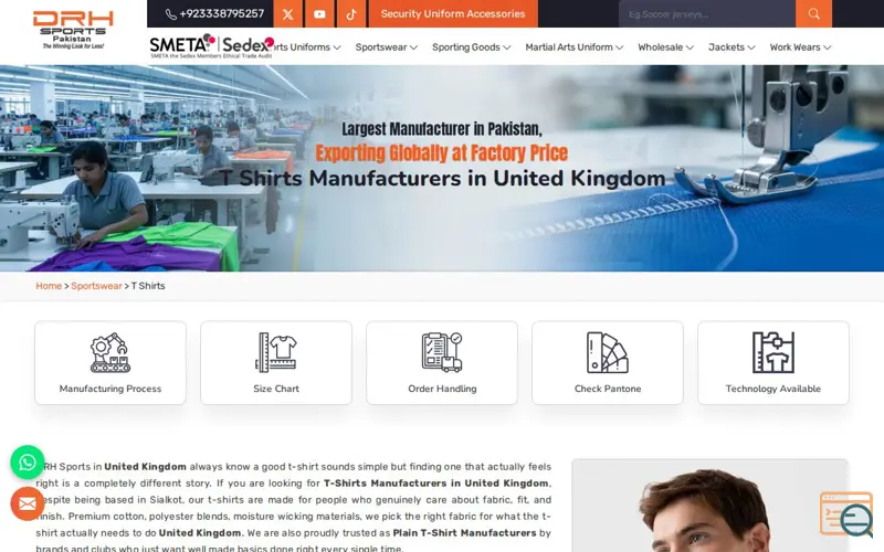 Screenshot of T Shirt Manufacturers in UK