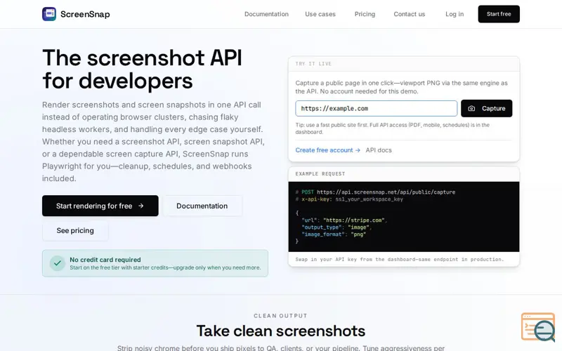 Screenshot of ScreenSnap API