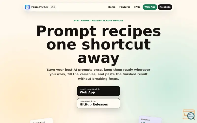 Screenshot of PromptDock