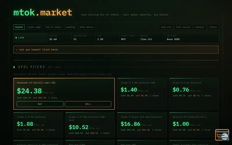 Screenshot of Mtok.market
