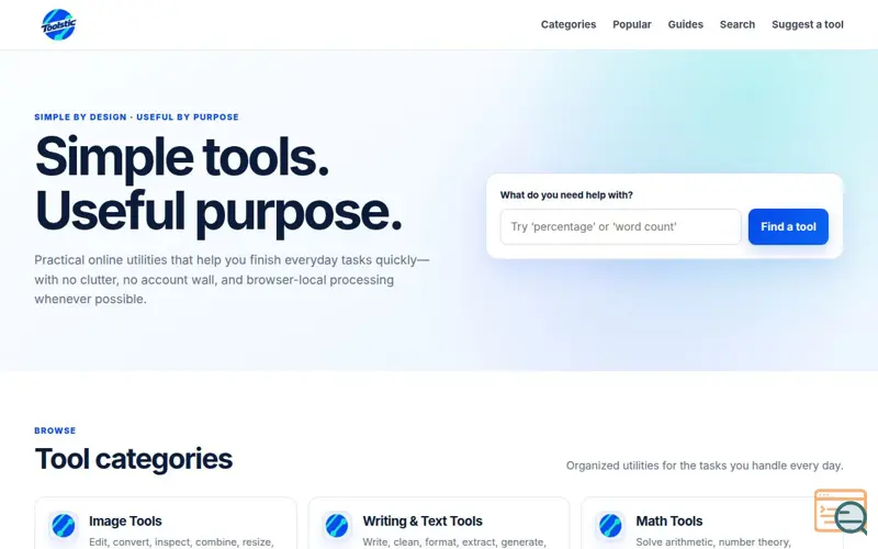 Screenshot of Toolstic — Simple tools for useful purposes