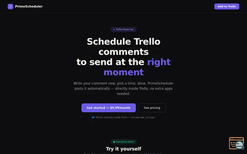 Screenshot of Trello Power-Up - PrimeScheduler