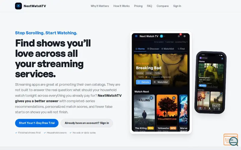 Screenshot of NextWatchTV