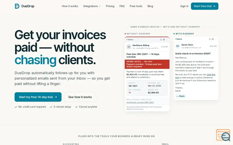 Screenshot of DueDrop
