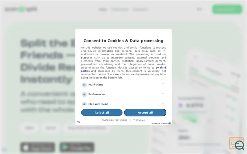 Screenshot of scannsplit.com