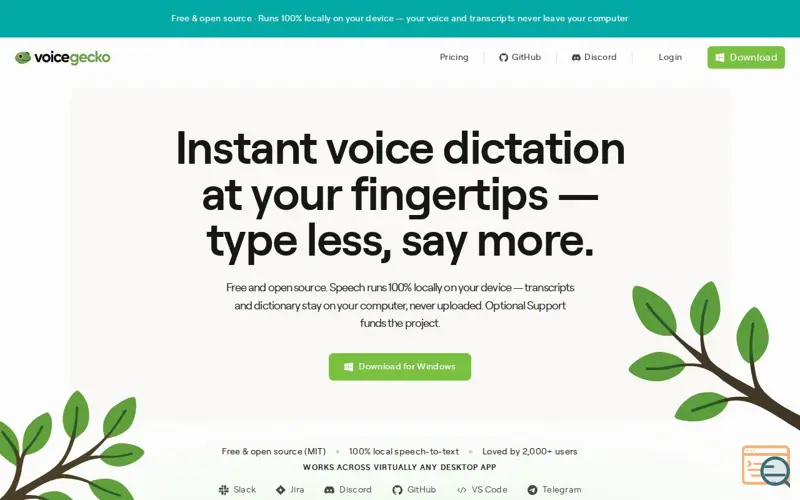 Screenshot of VoiceGecko | Instant Voice-to-Text for Desktop