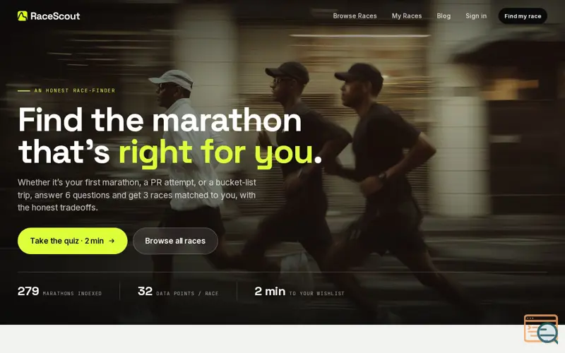 Screenshot of RaceScout