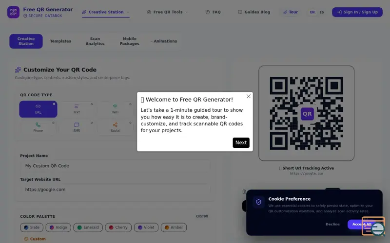 Screenshot of Free QR Generator