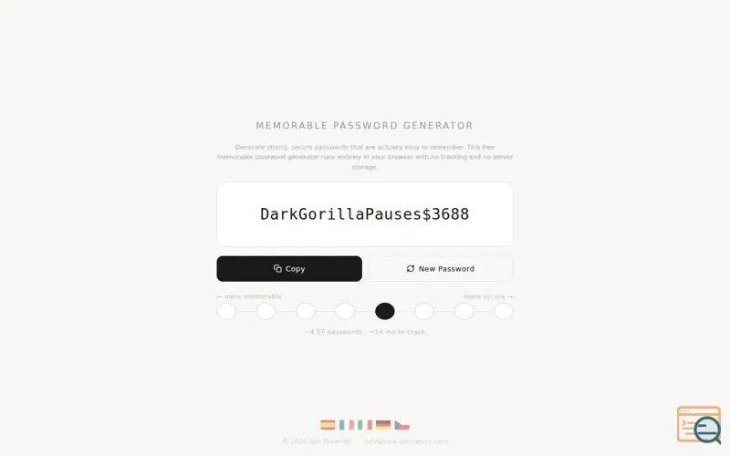 Screenshot of Memorable Password Generator