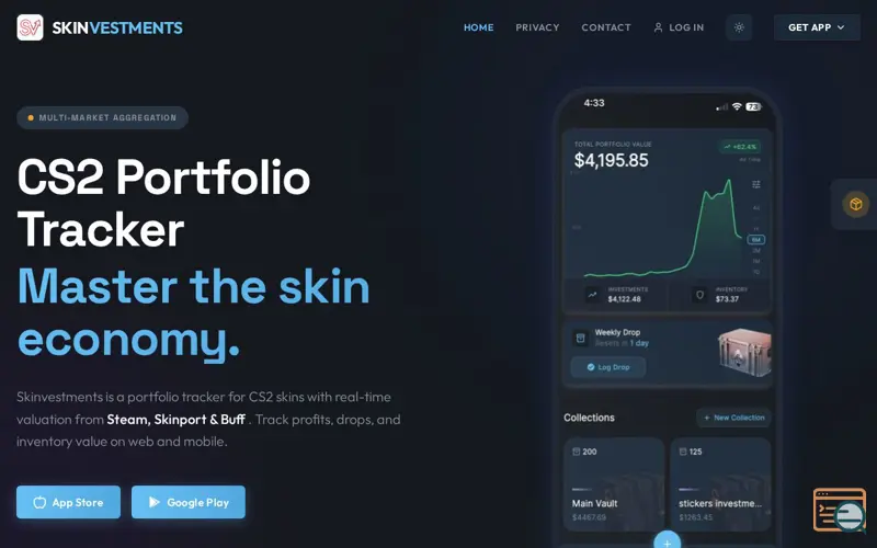 Screenshot of SkinVestments