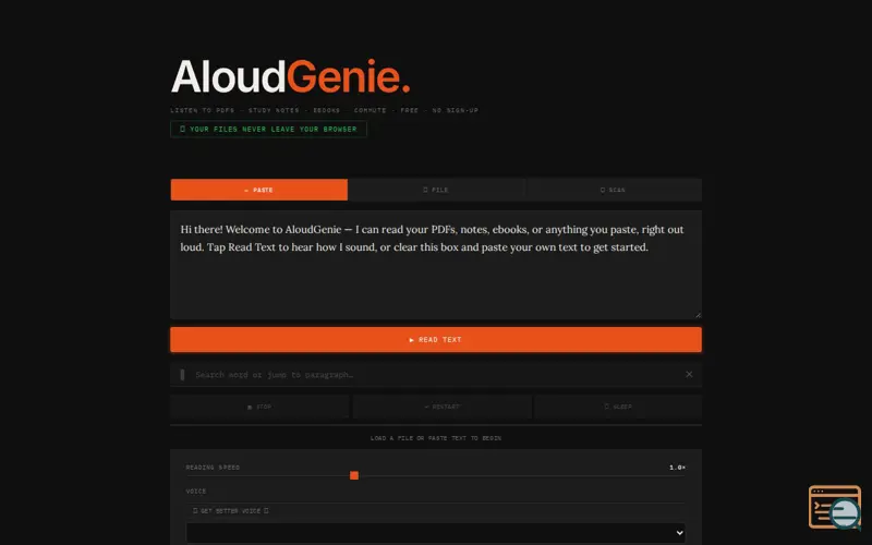 Screenshot of Read It Aloud/Along
