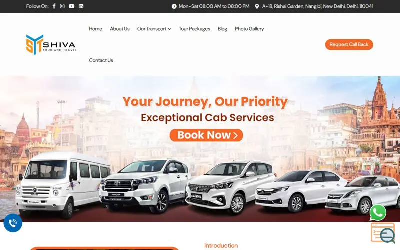 Screenshot of Tempo Traveller hire in Delhi, a launch using SociableKIT