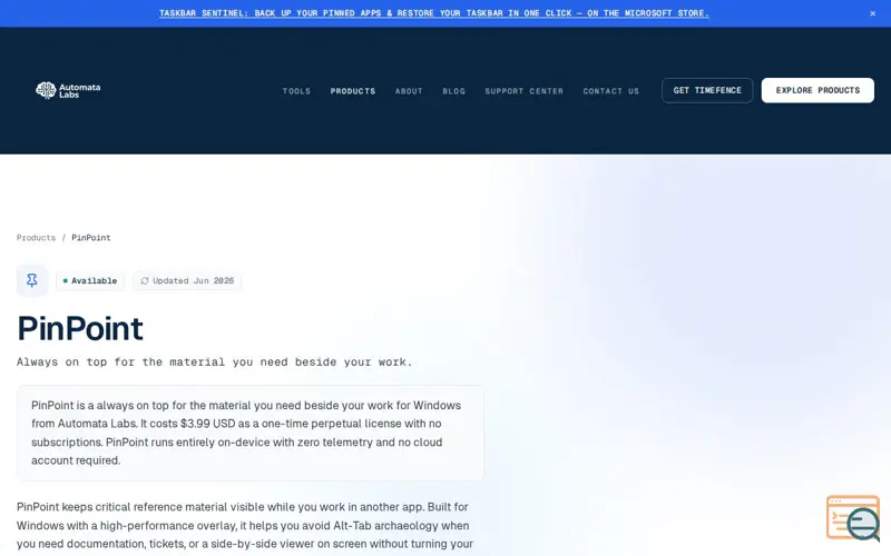 Screenshot of PinPoint
