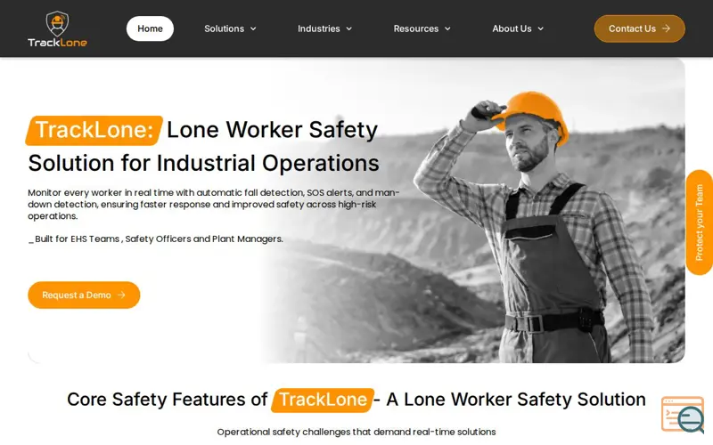 Screenshot of TrackLone – Lone Worker Safety Solution, a launch using QUIC.cloud