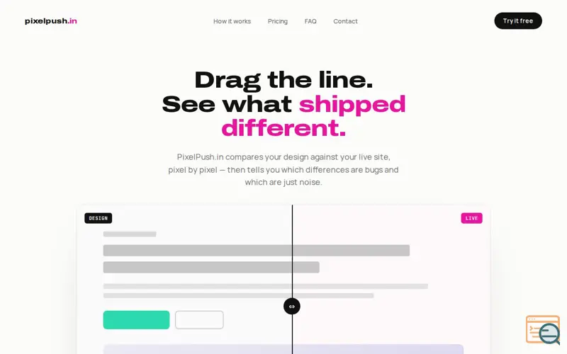 Screenshot of PixelPush.in, a launch using AsterMail