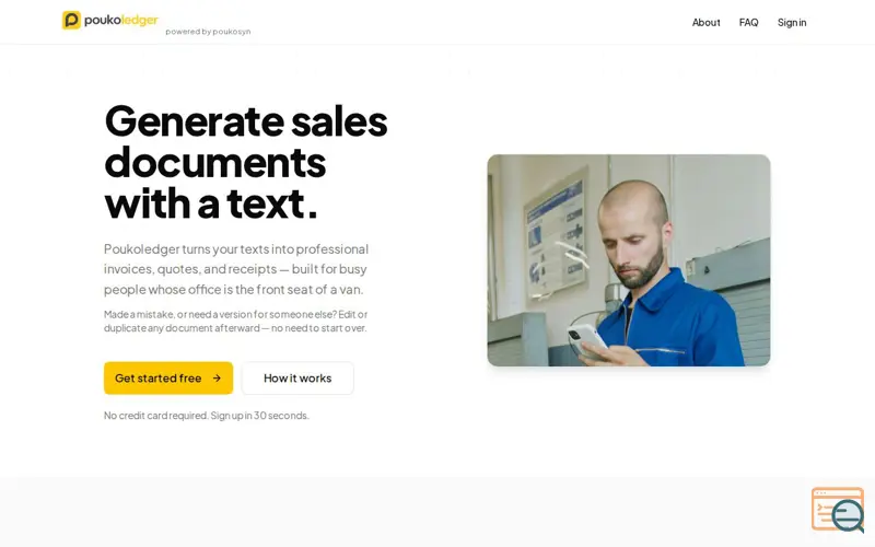 Screenshot of Get Invoices, quotes & receipts by text 