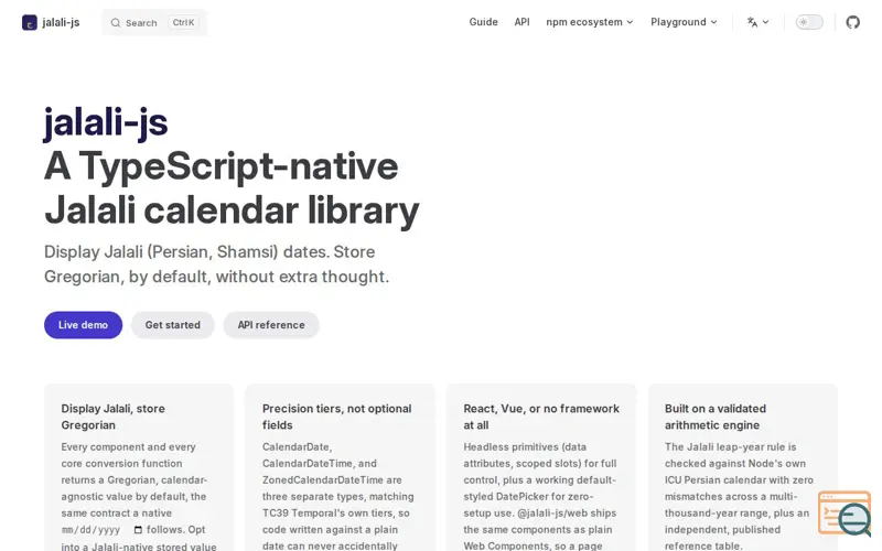 Screenshot of Jalali-js